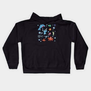 some cute sea creatures pattern Kids Hoodie